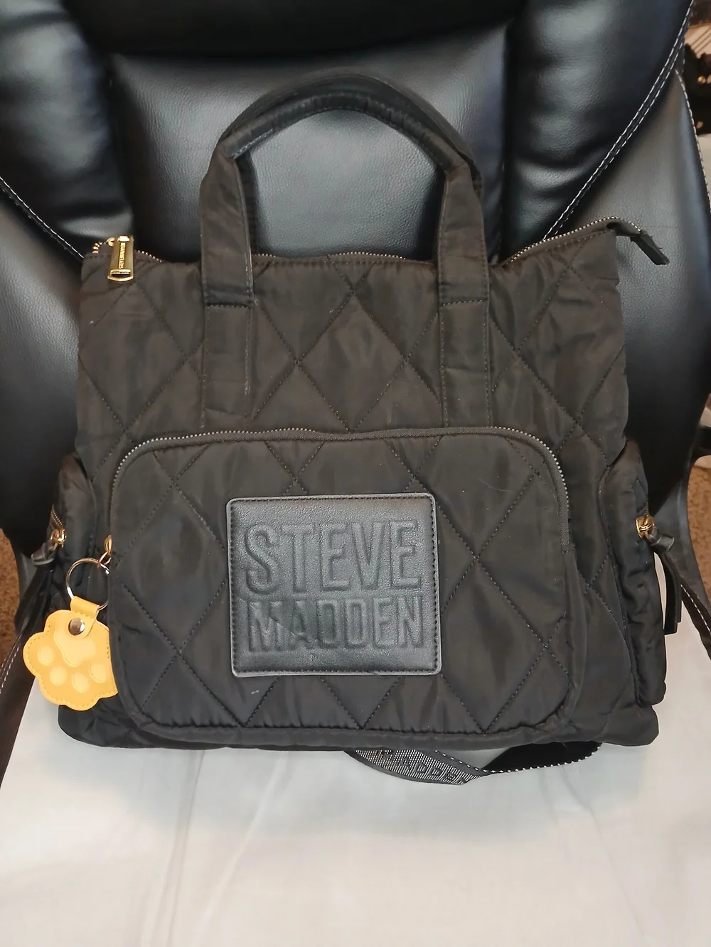 Steve Madden Black Quilted Backpack